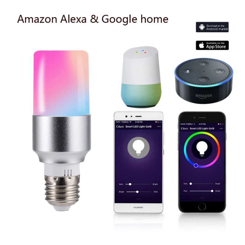 E27 / B22 E14 E26 WiFi умная лампа RGB многоцветный 6 Вт затемнение приложение светодиодная