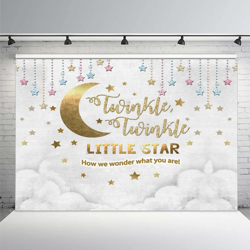 

Gender Reveal Photo Backdrop Twinkle Twinkle Little Star Baby Shower Backdrops Newborn Baby Birthday Photography Background