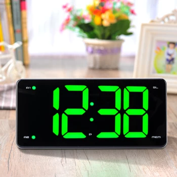 

FM Radio Alarm Clock Electronic Adjustable Brightness Student Snooze Watch Digital LED Desktop Silent Bedside Dual Alarms