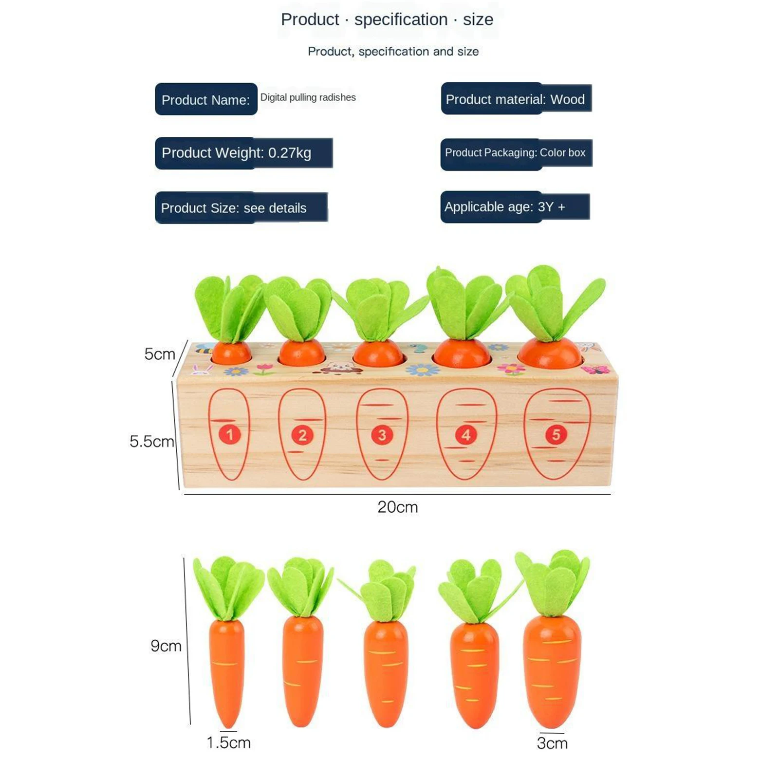 Educational Wooden Plucking Radish Toy Puzzle Insert Carrot Game for Boys Girls Educational Wooden Plucking Radish Toy Puzzle Insert Carrot Game for Boys Girls