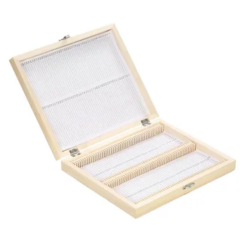 

100 Places Locked Holder Microscope Slides Durable Storage Box Wooden Practical Organizer Lab With Numbered Slots Tool