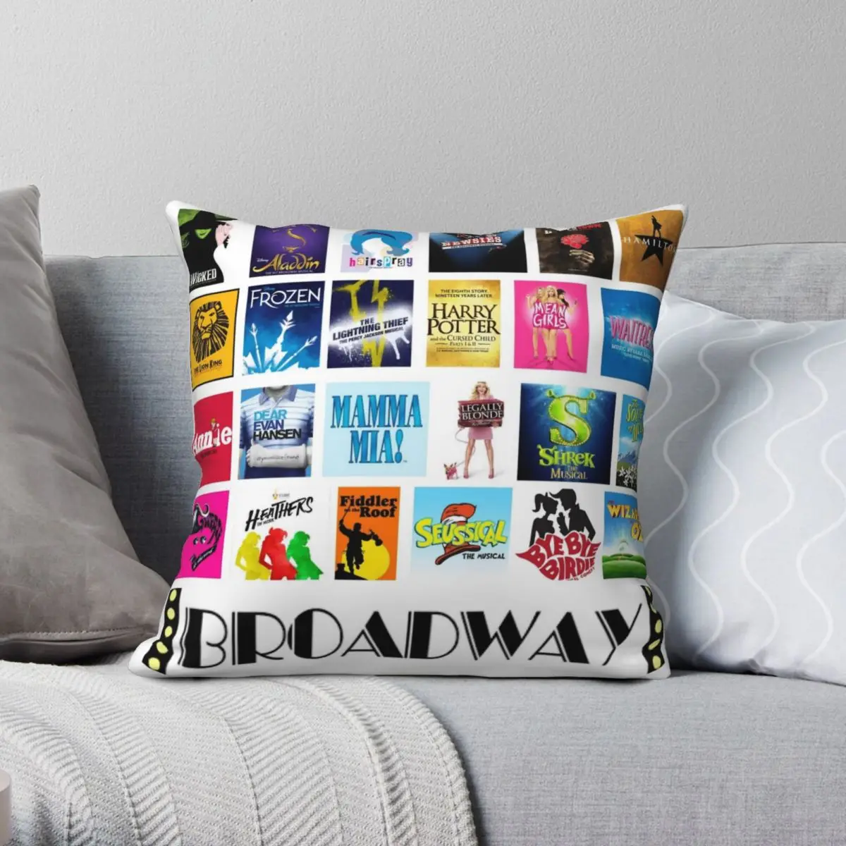 

Broadway Square Pillowcase Polyester Linen Velvet Pattern Zip Decor Home Cushion Cover Wholesale