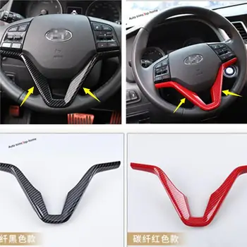 

Yimaautotrims Steering Wheel Frame Cover Trim Fit For Hyundai Tucson 2016 - 2020 Interior Mouldings Red / Carbon Fiber Look