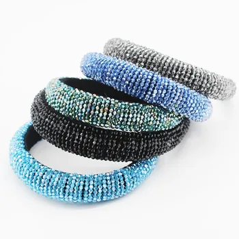 

New Multi-Colored Crystal bead Chain Crown,Tiara,Hair pins,Wedding Hair Accessories,Hairgrip, Catwalk Thick Sponge Hairbands