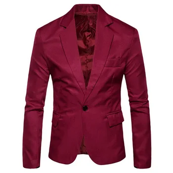 

Casual Jacket Fashion Men Solid Slim Fit Suit Jacket Spring Male Long Sleeve Single Button Plus Size Fashion