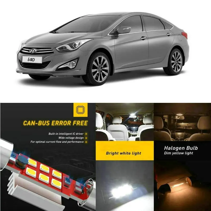

LED Interior Car Lights For Hyundai i10 pa hatchback i20 pb pbt i40 cw vf estate vf sedan car accessories lamp bulb error free