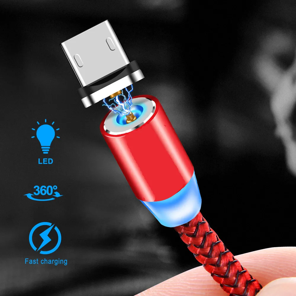 1 м светодиодный магнитный кабель для huawei honor 20 Pro 9 10 lite p smart P8 P9 Быстрая зарядка Micro usb type C кабель Adatper зарядное устройство