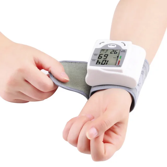 $6.06 Portable Automatic Digital LCD Display Wrist Blood Pressure Monitor Device Heart Beat Rate Pulse Meter Measure Tonometer White