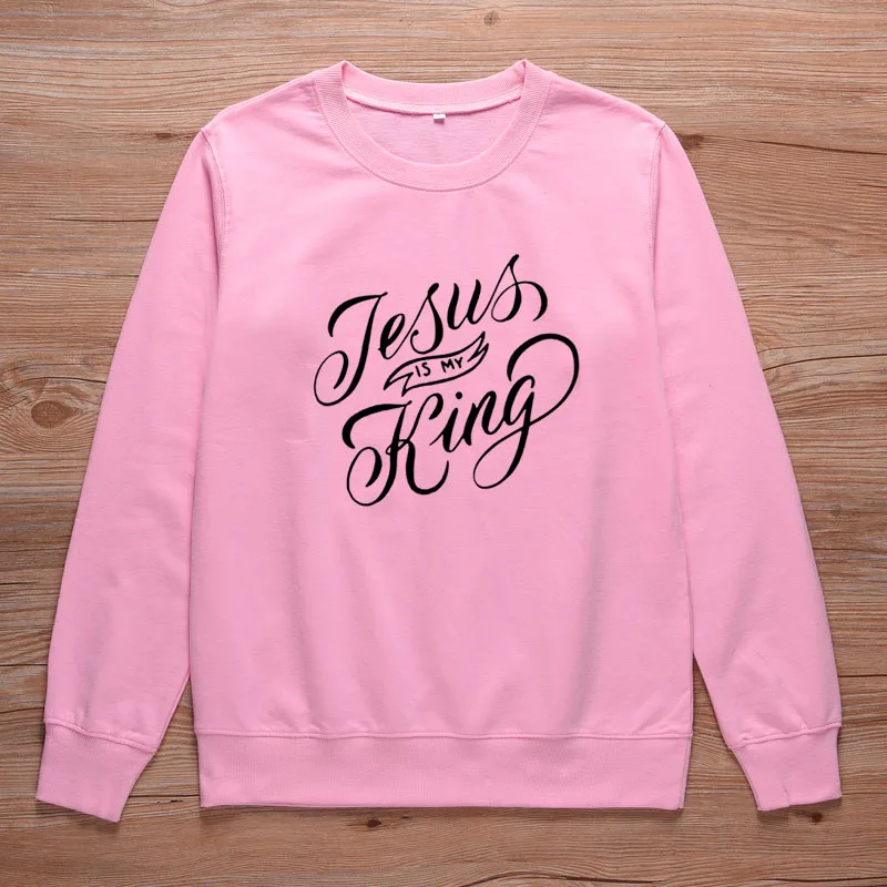 ONSEME Jesus Is my King Женская толстовка с круглым вырезом и длинным рукавом, Пастельная одежда размера плюс, женская одежда S-129