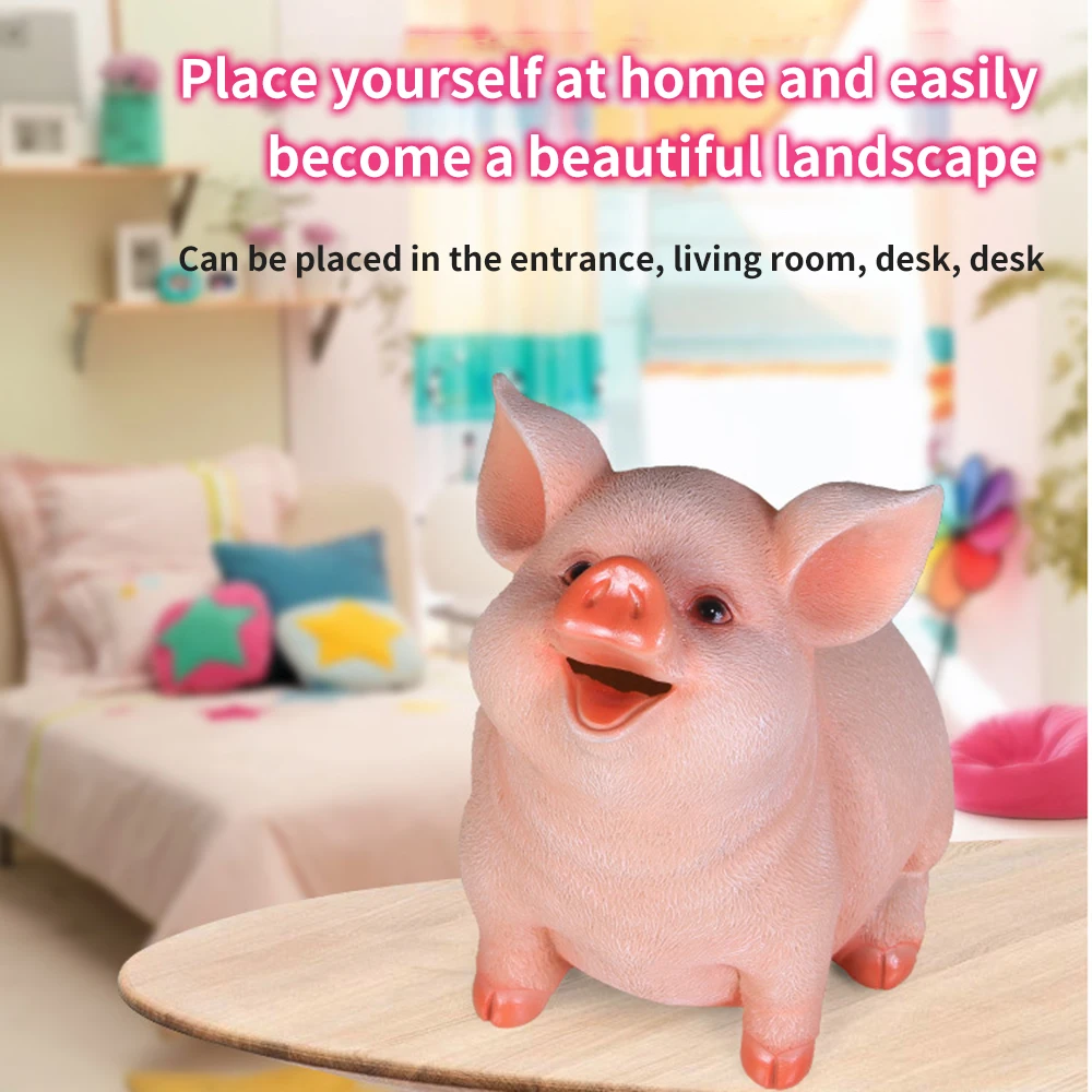 Resin Cute Blessing Pig Money Box Champagne Piggy Bank Cartoon Pig Shaped Coin Bank Box Creative Pig Money Saving Box Cute