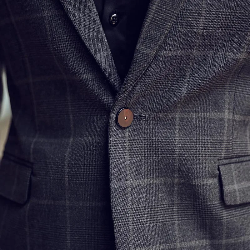 2019 new men's check personality suit two-piece high quality fashion Slim gentleman classic luxury men's suits 2019 new men's check personality suit two-piece high quality fashion Slim gentleman classic luxury men's suits