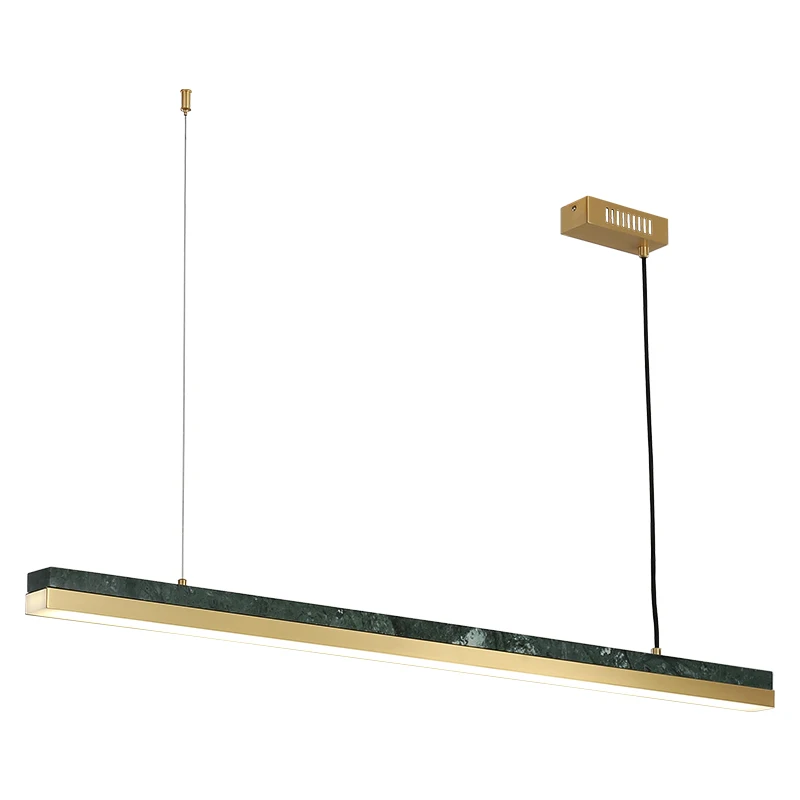 

Minimalism Art Lighting Restaurant Bar Pendant Lamp Post Modern Creative All Copper Marble LED Strip Pendant Lights New Arrival