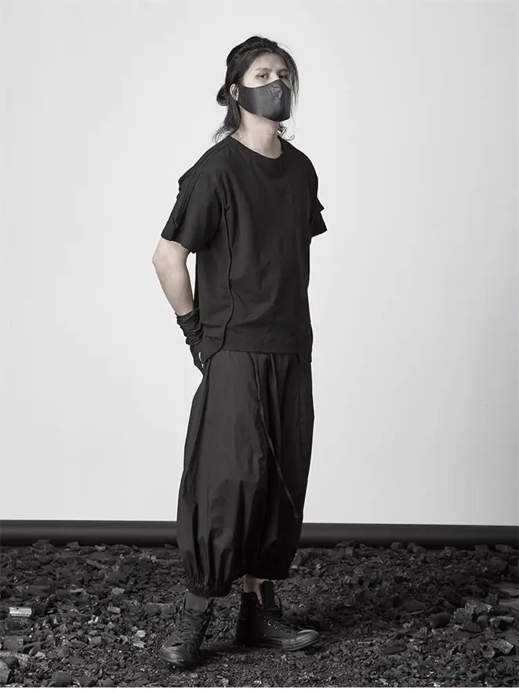 Men's Hanging Crotch Pants New Dark Men's Culottes Japanese Personality Loose Large Size Nine Minutes Knickerbockers