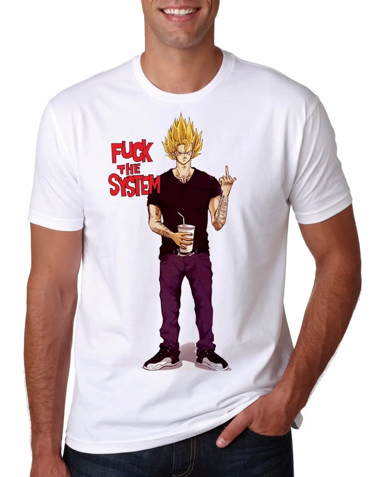 Мужская Летняя Повседневная взрослая футболка с коротким рукавом Dbz The system Geek Politic