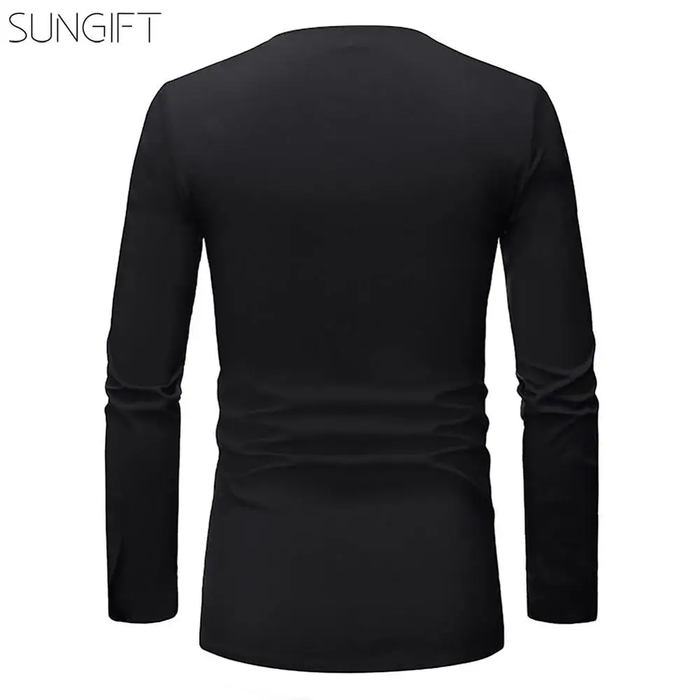 SUNGIFT африканская Дашики традиционный Мужской Топ Повседневный Топ мужские рубашки с длинными рукавами и круглым вырезом Новая африканская одежда на осень