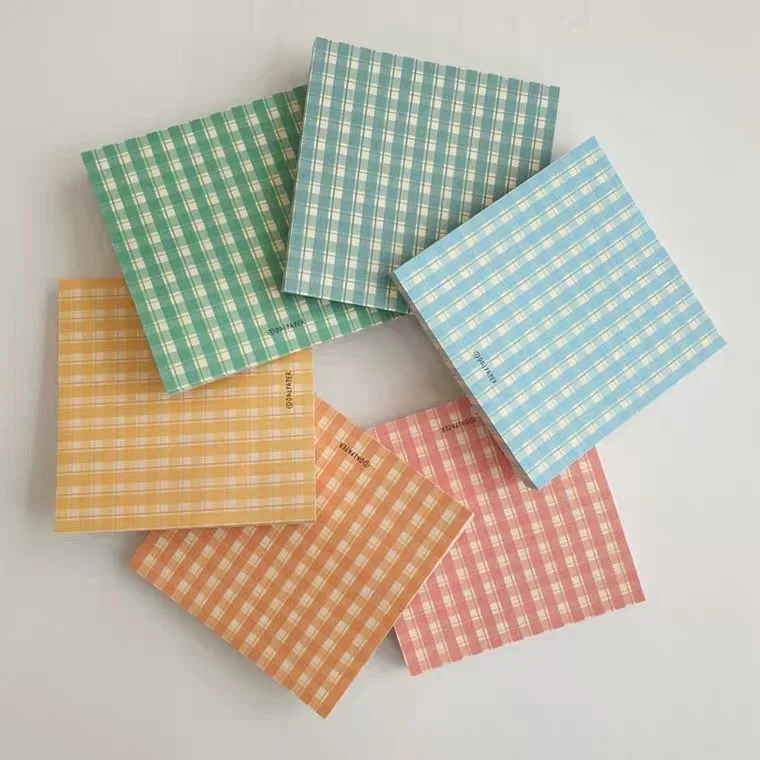 

Korean Ins Cute Retro Color Grid Memo Pad 50sheets Simple Style Diy Student Small Notepad Office School Message Paper Stationery