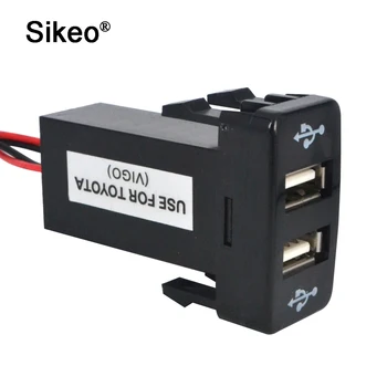 

Sikeo Good Quality Auto Car 2.1A Dual USB Port Charger Dashboard Mount For Phone Audio Input For Toyota VIGO Black
