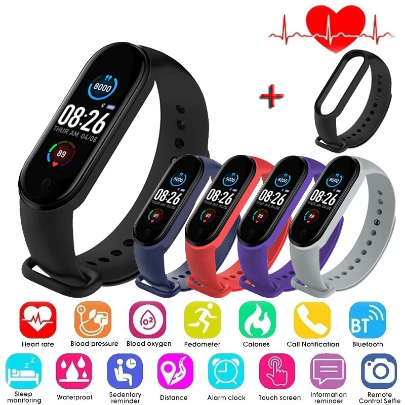 2021 M6 Smart Bracelet Women Men Kids Heart Rate Blood Pressure Monitor Waterproof Sports Band Fitness Tracker Smartwatches