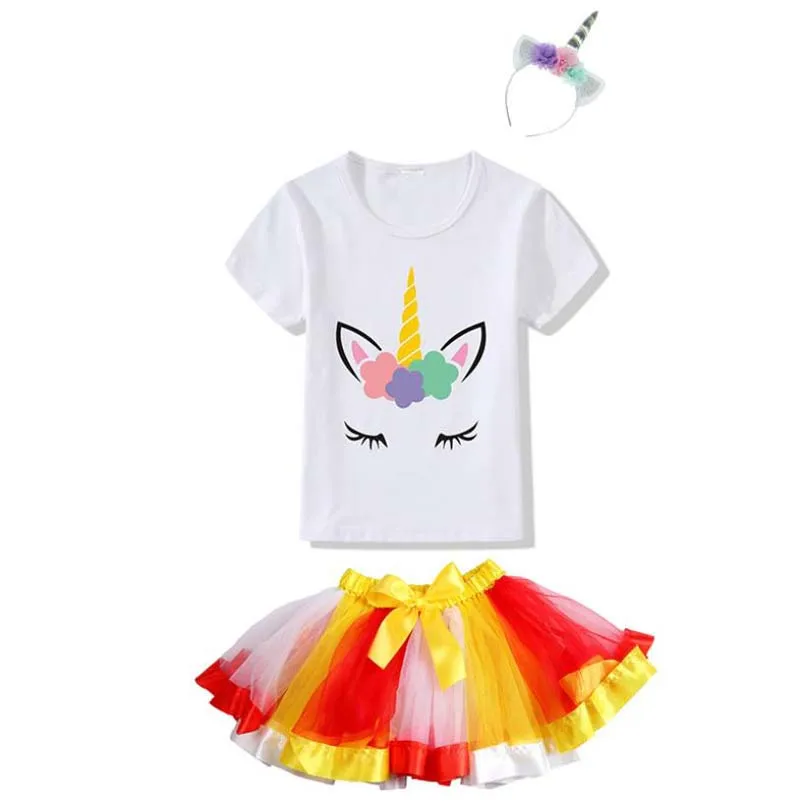 Girls Tulle Skirt Summer Baby Rainbow Tutus With Unicorn Hairband Children Pettiskirt Baby Skirts Tulle Christmas Tutus Ballet