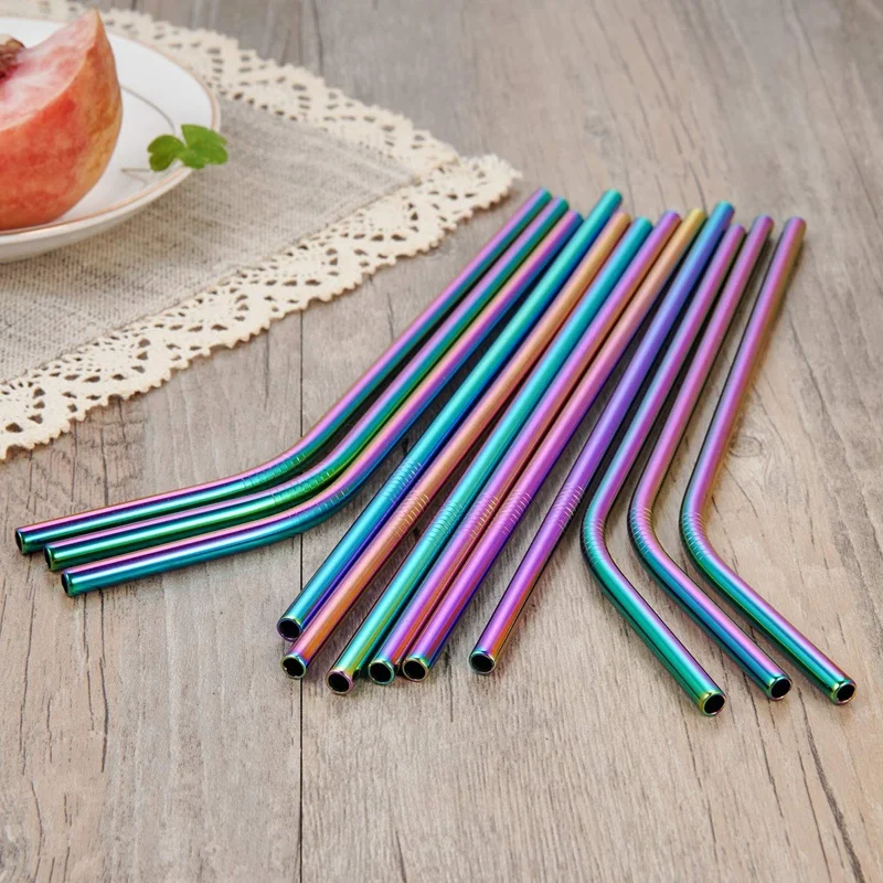 Multicolor Colorful Stainless Steel Straws Rainbow Multi-Colored Reusable Drinking Straws Metal Drinking Straws For Tumbler Stra