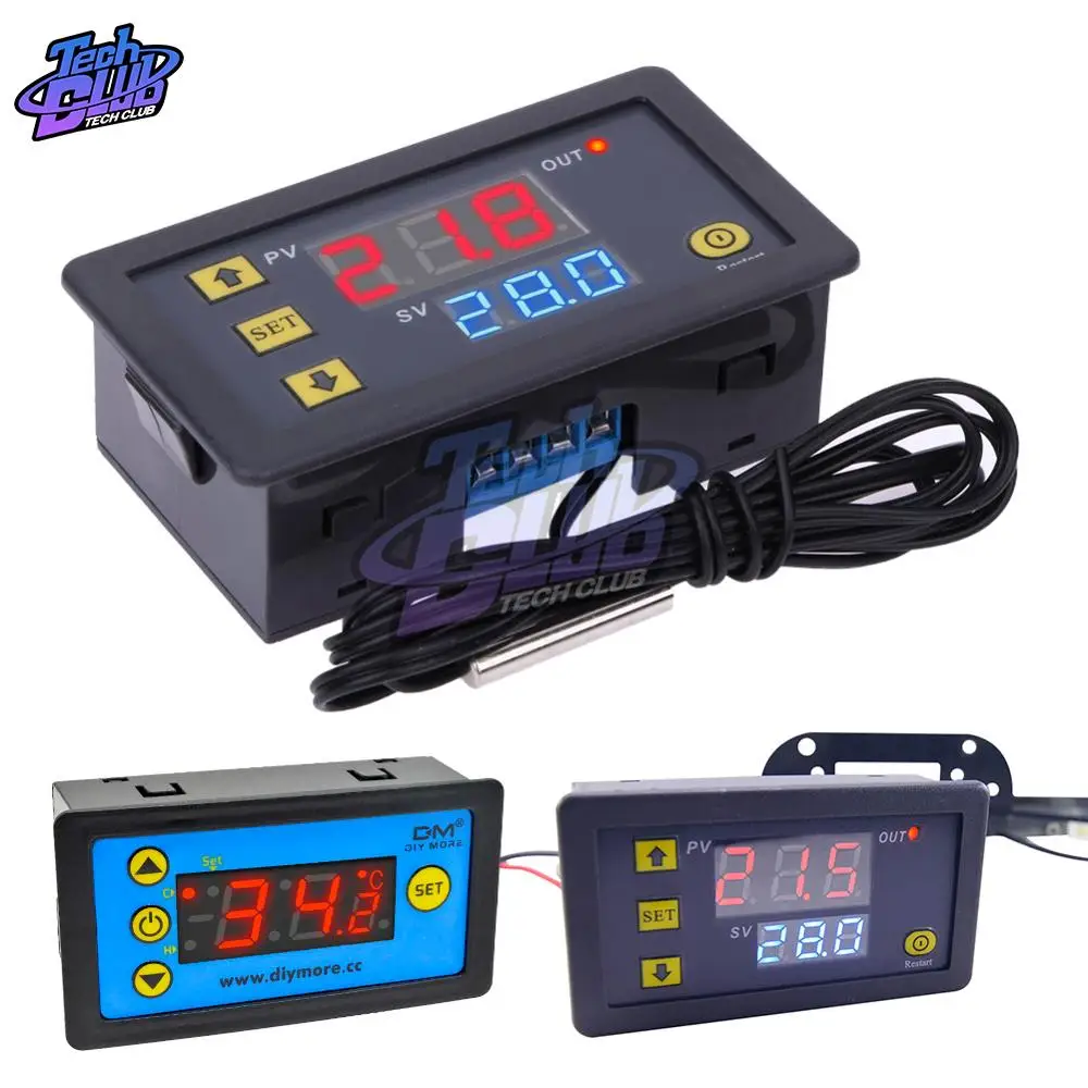 

W3230 W3231 AC 110V-220V DC12V 24V Digital Thermostat Temperature Controller Regulator Control Switch Sensor Meter LED Display
