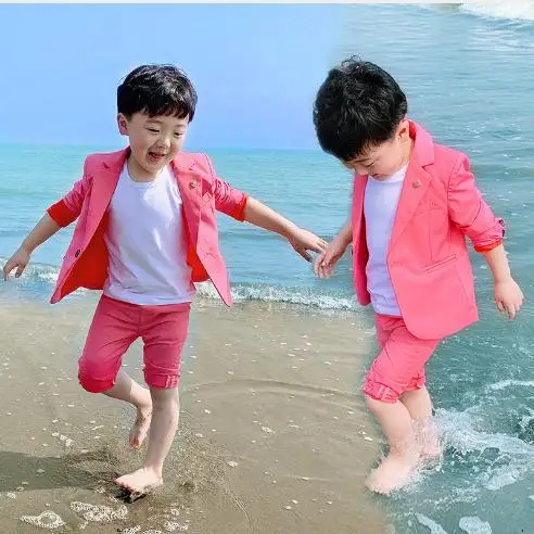 as picture Костюм в абрикосовых тонах для мальчиков; костюм для мальчиков; Enfant Garcon; свадебные костюмы розового цвета; костюм для свадьбы; 2 предмета; куртка и штаны; Disfraz Infantil - Цвет: as picture