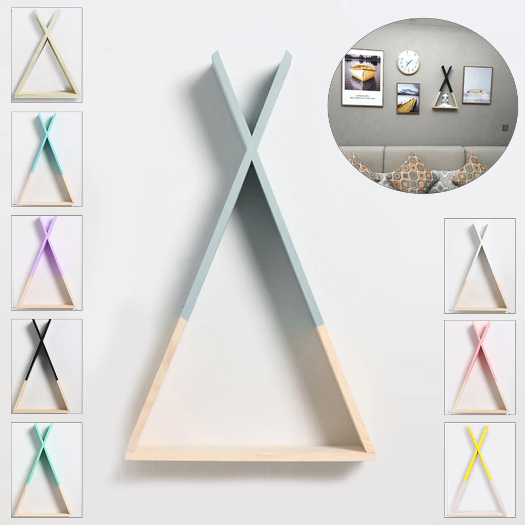 

1PC/2PCS Wall Shelf Wooden Small And Large Home Kitchen Bathroom Organizer Storage Racks Holder Triangle Children Bedroom Decor