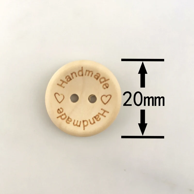 (100 pcs/pack) 2 Holes 20mm Size Wood Buttons For Craft Round Clothing Sewing Accessories Scrapbook DIY Home Decoration handmade