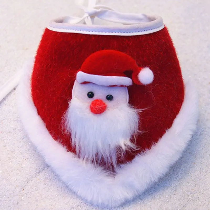 Christmas Dog Cat Plush Scarf Bib Decor Adjustable Collars Pet