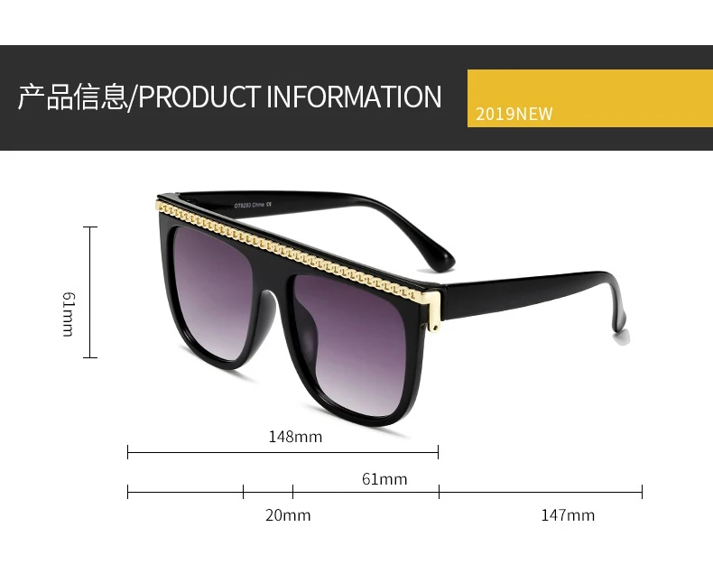 Винтажные Квадратные Солнцезащитные очки Modis, женские, негабаритная оправа,, Роскошные, брендовые, дизайнерские, в стиле панк, солнцезащитные очки, черные оттенки(без цепи) S129