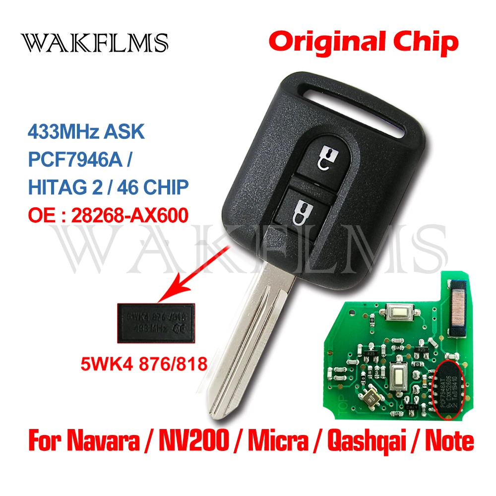 5WK4 876 / 818 Remote Key Fob for Renault Maxity Nissan Qashqai Elgrand X-TRAIL Navara Micra K12 Note Cabster NV200 Pathfinder