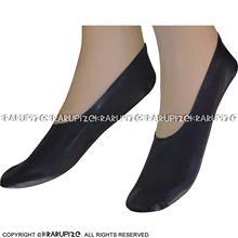 Black Sexy Short Rubber Latex Socks Boat Socks WZ-0055