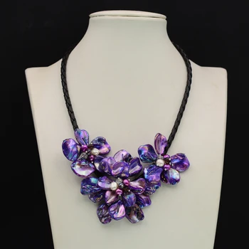 

HANDMADE NATURAL SHELL BEADS MAKE FLOWER NECKLACE FAHISON JEWELRY FOR WOMEN
