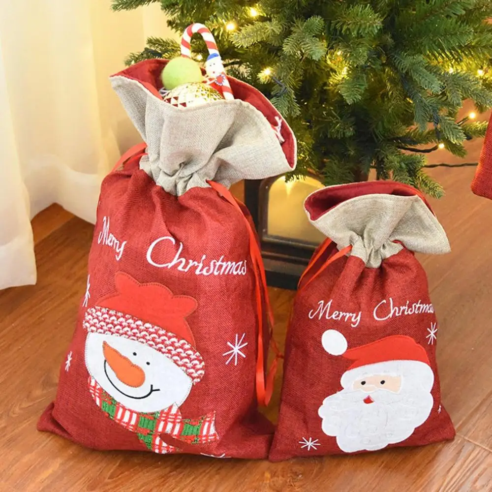 

Environmentally Friendly Fabric Soft Carry Cotton Canvas Custom Christmas Gift Bags Drawstring Bundle Pocket Storage Bag