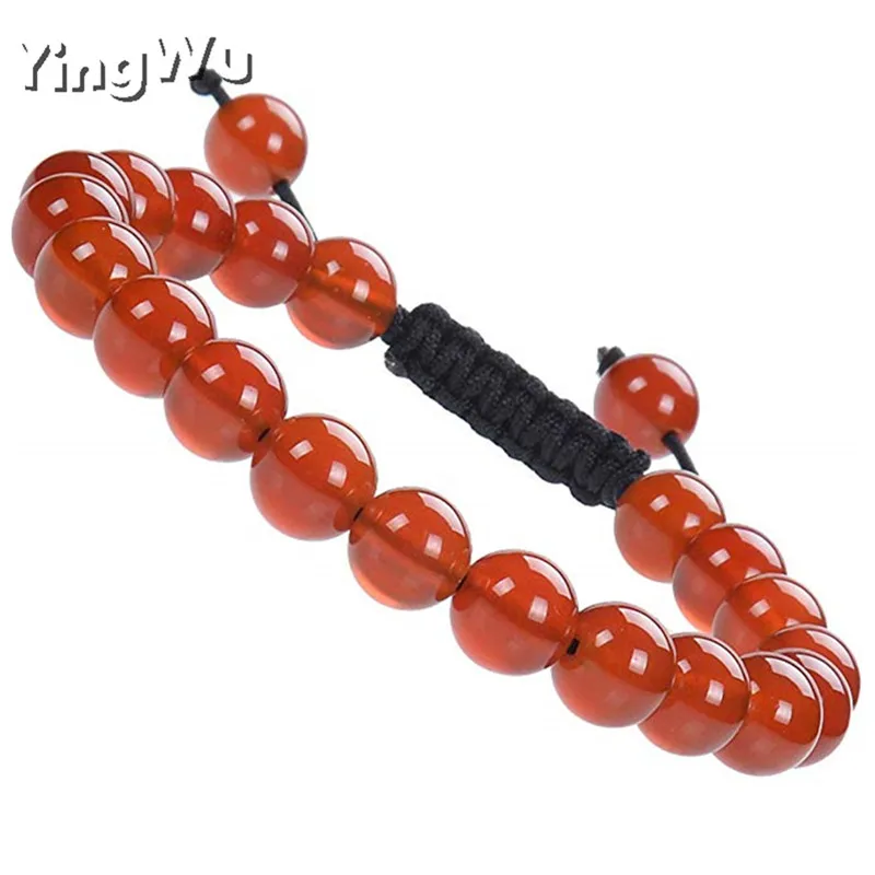 Carnelian Yingwu, модный браслет с натуральным целебным камнем, винтажные круглые бусины, браслеты макраме, ювелирные изделия для женщин, подарок - Окраска металла: Carnelian