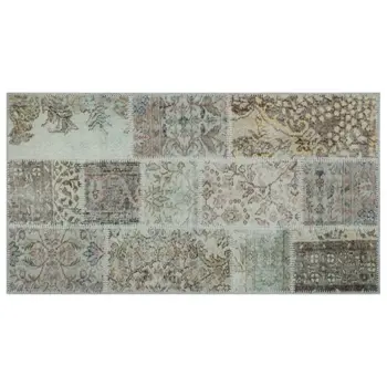 

Handmade Beige Vintage Overdyed Patchwork Area Rug 080x150 Cm-2'7''X4'11''