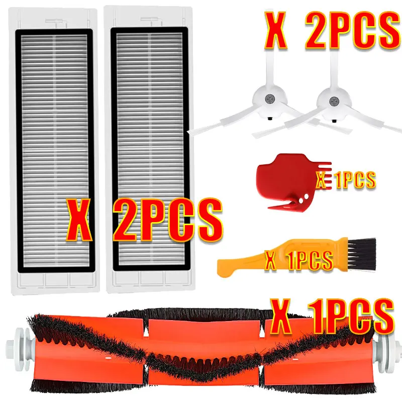 7pcs 4 HEPA фильтра+ 4 боковые щетки+ 2 Основные щетки для Xiaomi Mi робот пылесос 2 Roborock S50 Запчасти для пылесоса аксессуары - Цвет: 7pcs