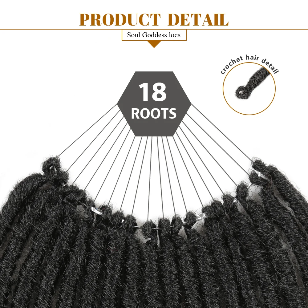 Golden Beauty 20Inch Goddess Faux Locs Crochet Braids Natural Synthetic Hair Extensions Curly End Soul Goddess For Black Women