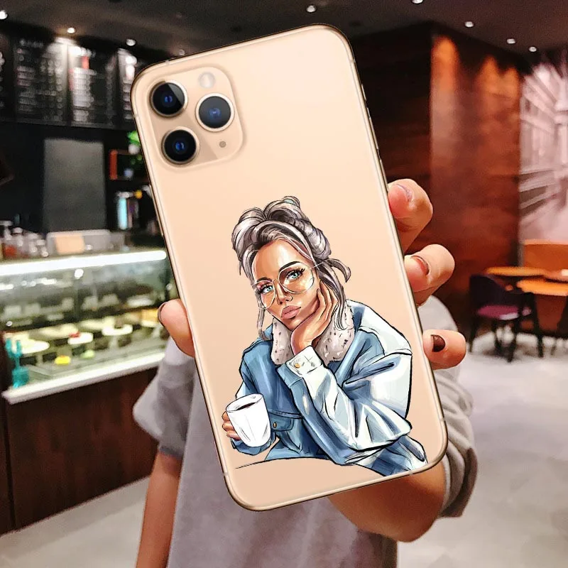 TPU Принцесса женский Босс кофе чехол для телефона для iPhone 11 Pro Max Vogue девочка мама ребенок мягкий чехол для iPhone X 7 8 Plus XR XS Max - Цвет: TPU
