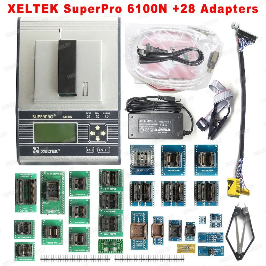 XELTEK SUPERPRO 6100 6100N программатор+ 45 адаптеров с CD программным обеспечением может быть обновлен на официальном сайте - Цвет: 6100N - 28 adapter