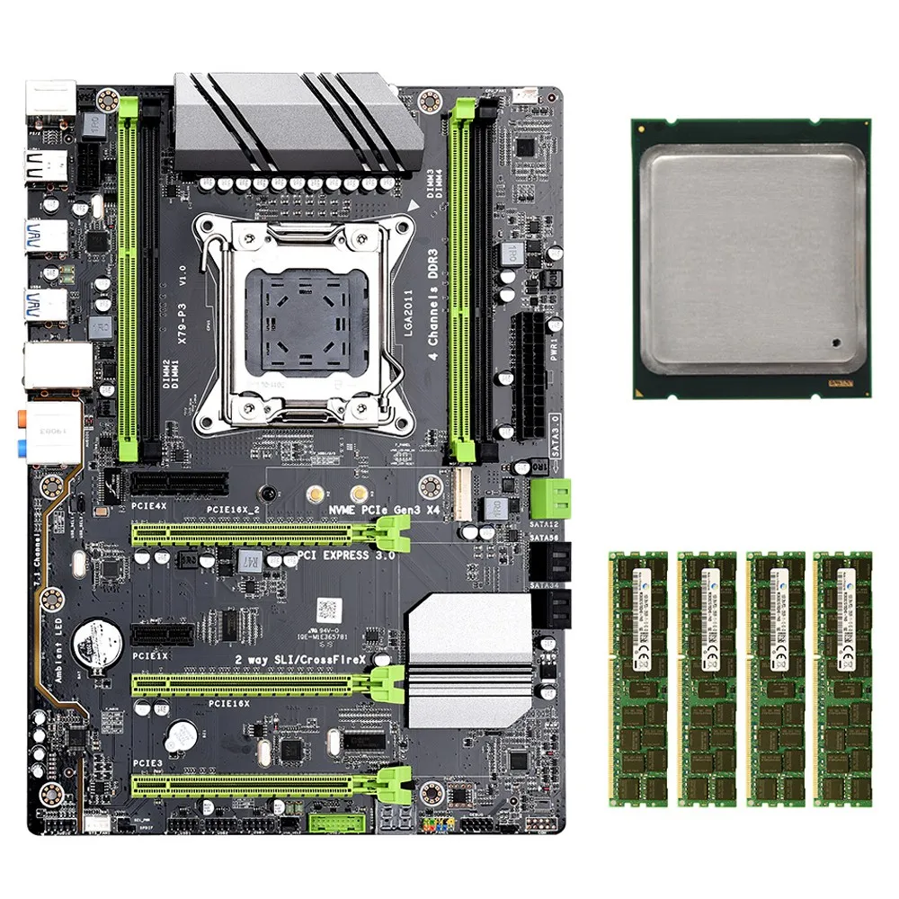  X79-P3 LGA 2011 ATX Gaming Motherboard DDR3 RAM Memory NVME M.2 SSD Support for Intel Xeon Core CPU