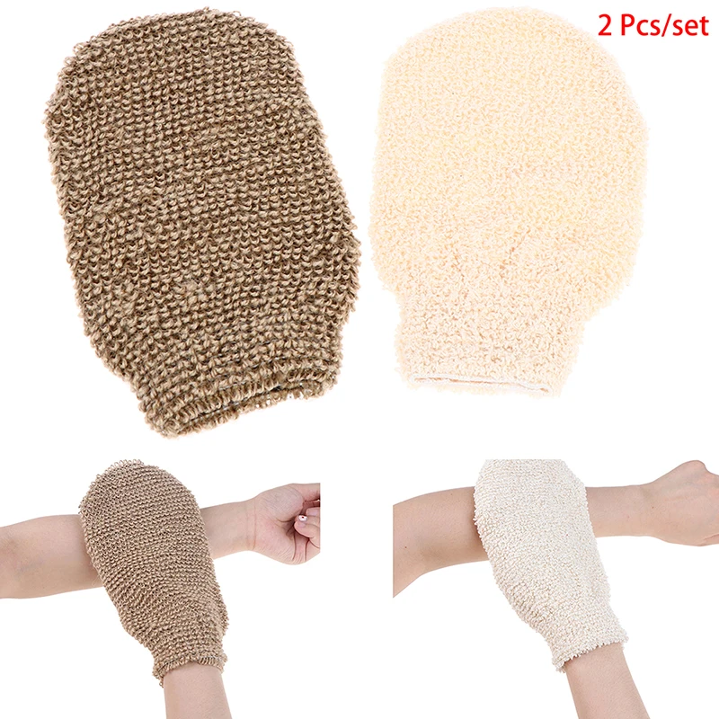 

2 Pcs Peeling Exfoliating Gloves Shower Body Brush Fingers Bath Massage Mitt Removal Kessa Exfoliate Peeling Glove Towel