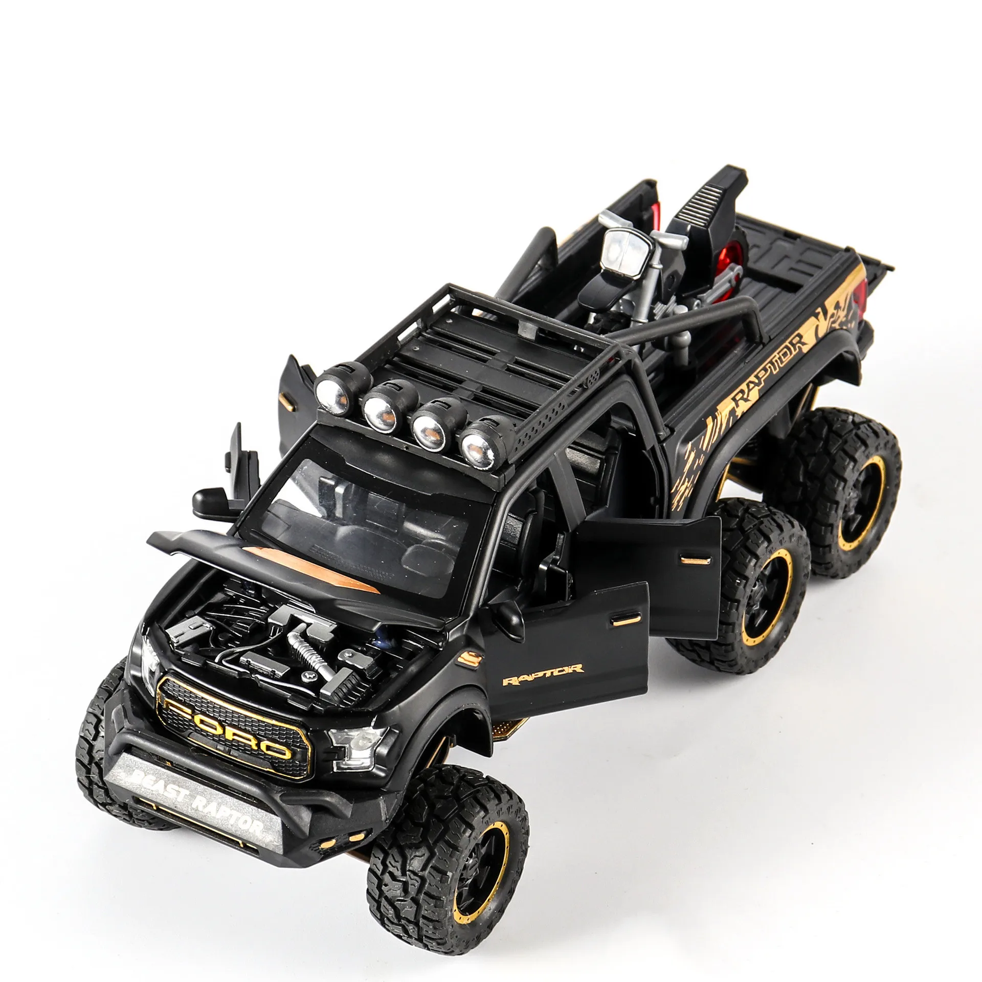 Горячая Распродажа 1:28 Новинка Ford F150 Raptor модель сплава литье под давлением звук и