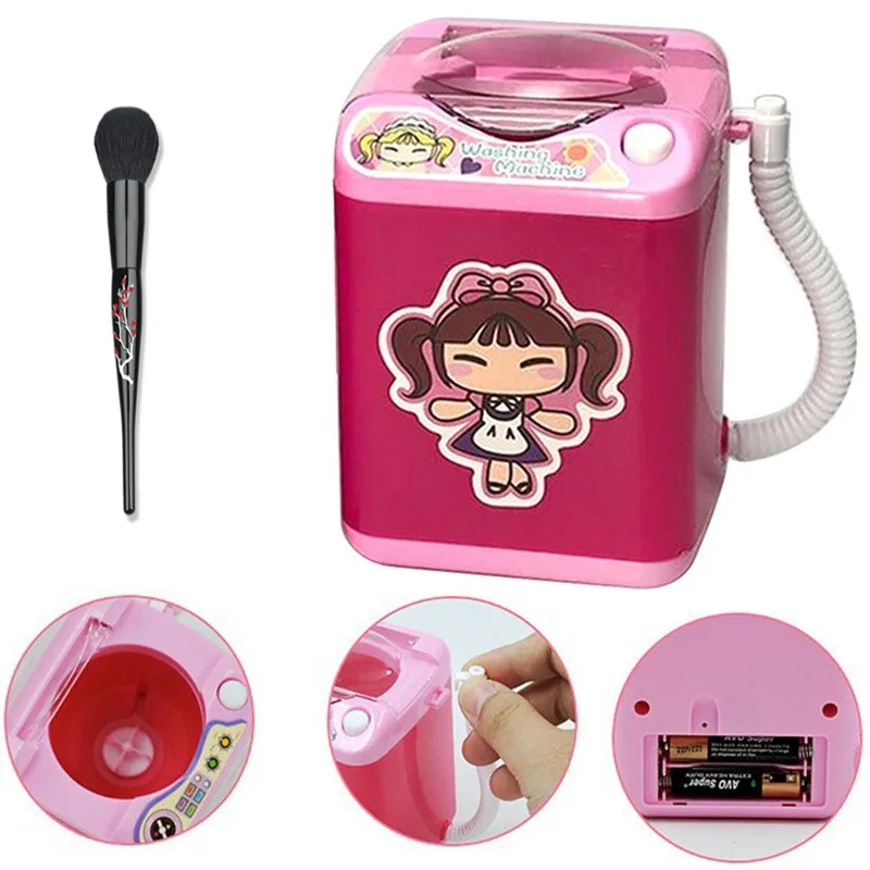 

Multifunction Mini Makeup Brush Cleaning Powder Puff Washing Machine Simulation Toys Pretend Kid Play Electric Cleaner Tool