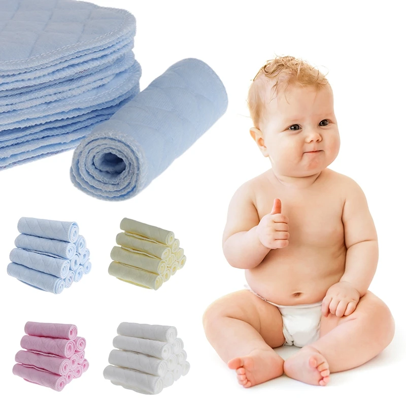 10 шт Многоразовые Детские хлопчатобумажные Ткань Подгузники для новорожденных мягкий вкладыш в подгузник 3 слоя