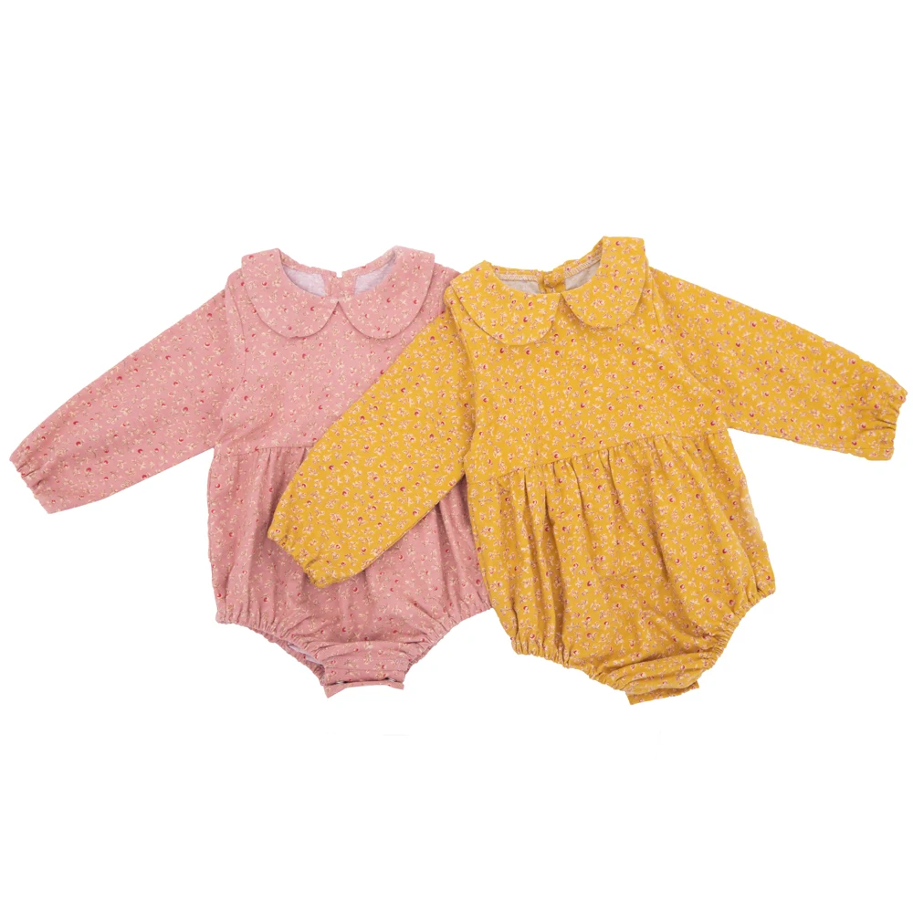 Весенне-осенняя хлопковая одежда для новорожденных девочек с цветочным принтом, комбинезон для новорожденной девочки с длинными рукавами, боди