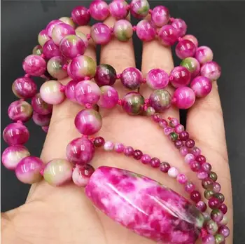 

Pendentif de lien de route rose Jade | Nouveau, naturel exquis, fleur de pêche, jadéite rose, chaîne de chandail