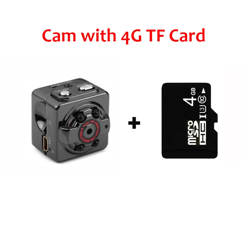 Cam with 4G TF Card SQ8 Мини спортивная DV камера 1080P маленькая секретная видео камера ночного видения микро тело DVR крошечные Full HD мини-камера с датчиком движения - Цвет: Cam with 4G TF Card
