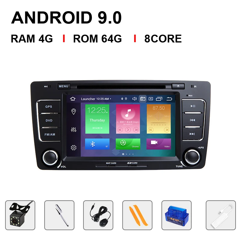 Ips DSP Авторадио 2 Din Android 9,0 автомобильный dvd-плеер для Skoda Octavia 2 3 A 5 A5 Yeti 2009-2013 gps навигация Мультимедиа Стерео - Цвет: 64ROM Carplay OBDCam