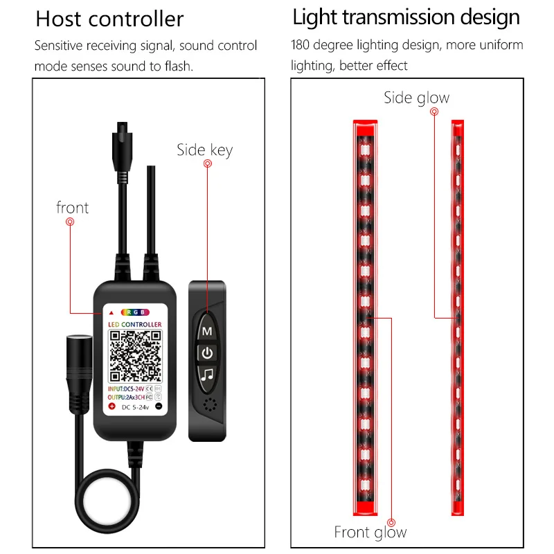 Auto Innen Atmosphäre LED RGB Streifen Licht Dash Boden Fuß RGB LED  Streifen Dekorative Licht Musik sound Control Mehrere beleuchtung -  AliExpress